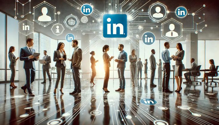 Sales professional using LinkedIn to connect with leads and decision-makers on a laptop