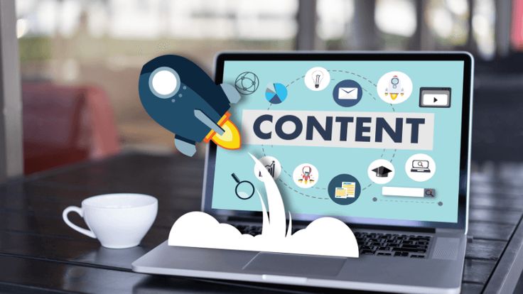 Content writer drafting SEO-optimized articles and web copy on laptop with notes and coffee